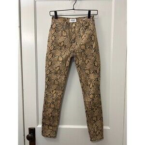 FRAME Le High Skinny Crop Coated Python Snake Skin Jeans Women's Size 24